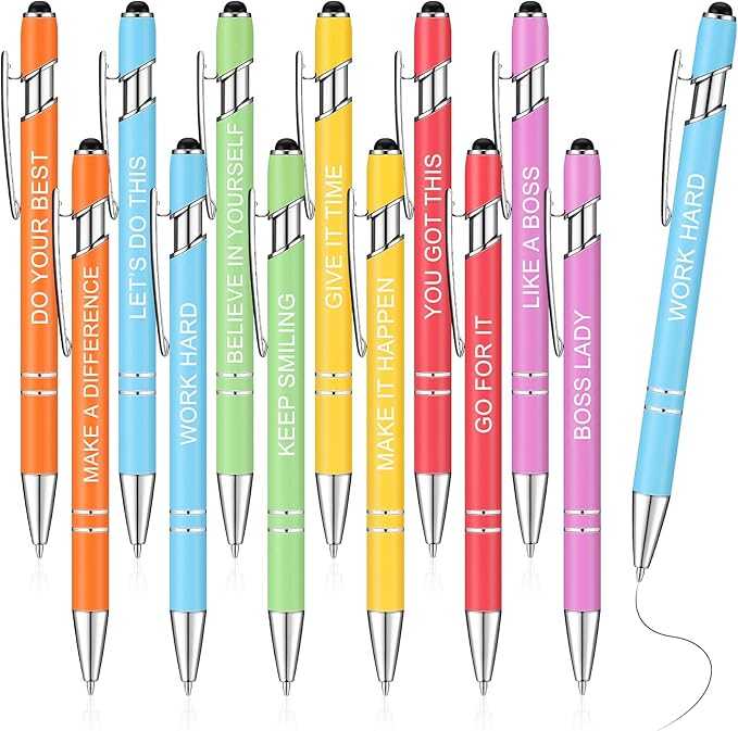 Zonon 12 Pcs Inspirational Pens Bulk Funny Ballpoint Pen by Zonon