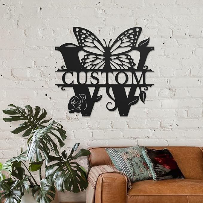 Personalized Custom Letter Name metal Signs, Custom Black Letter Monogram Wall - Image 3