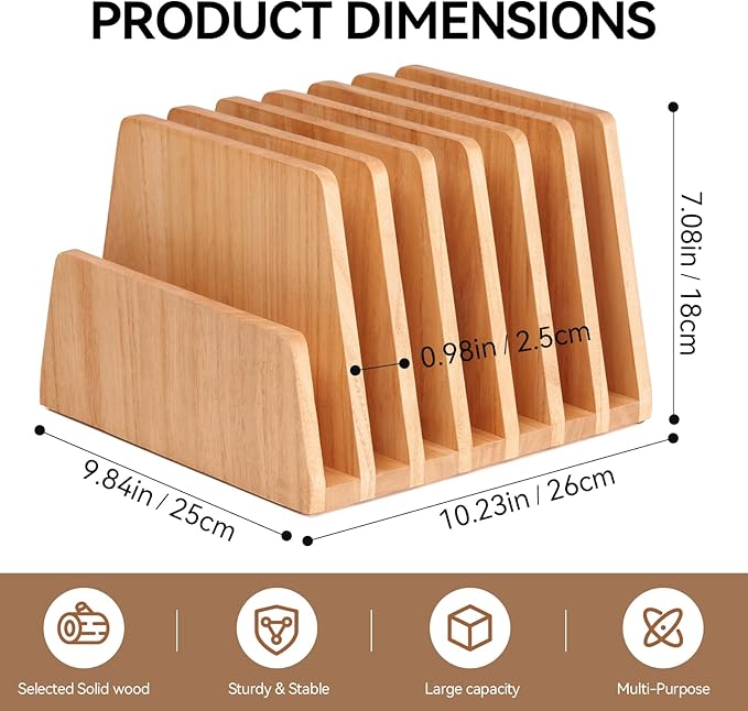 KIRIGEN Desktop File Document Holder Stand 7 Slots Mail Paper Organizer Desk - Image 6