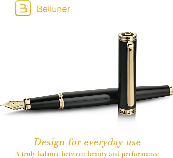 BEILUNER Black Fountain Pen, Stunning Luxury Pens - Image 2