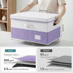 PRANDOM Storage Bins with Lids Linen Fabric Foldable Storage Boxes Organizer - Image 3