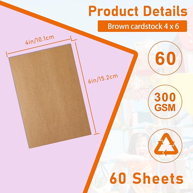 Guakicae 60 Sheets Brown Cardstock 4 x 6 Thick Paper, 300gsm/110lb Heavyweight - Image 2