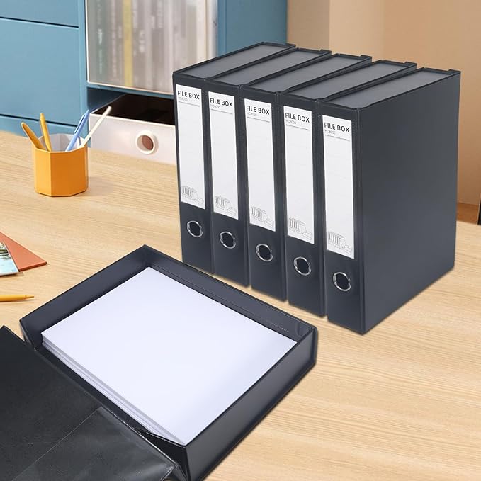HUA JIE A4 Storage File Boxes Plastic Archives Cases, PVC File Folder Organizer - Image 8