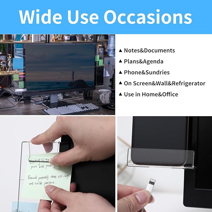 2PCS Multifunction Clear Computer Monitor Memo Boards （Left & Right） Acrylic - Image 6