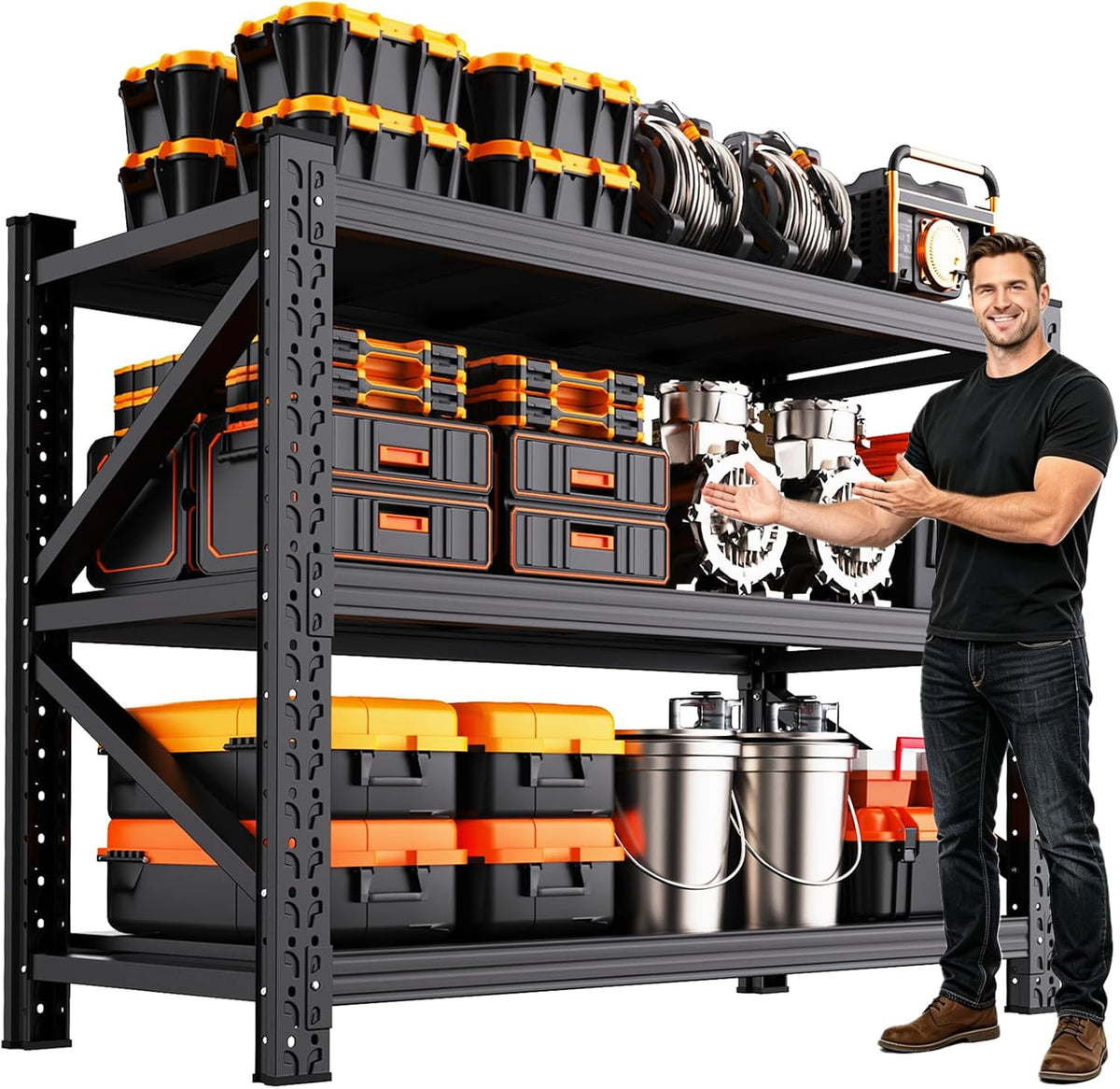 59"w garage shelving heavy duty metal storage shelves, main product view