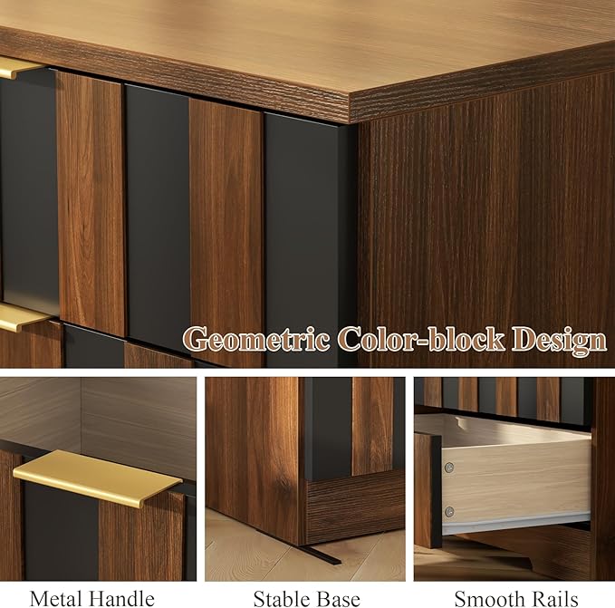 8 Drawer Dresser for Bedroom, Modern Double Dresser, Mid Century Wooden Storage - Image 5