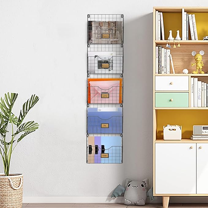5-Tier Over the Door File Organizer, Stackable Hanging Wall Files Rack - Image 7