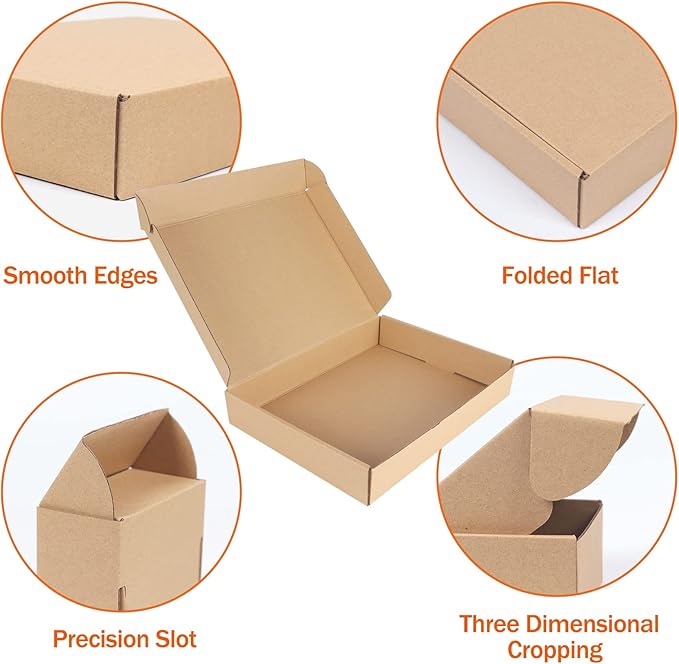 PHAREGE 12x9x2 inch Shipping Boxes Bulk 25 Pack Brown, Tab Lock Tuck Top Mailer - Image 4