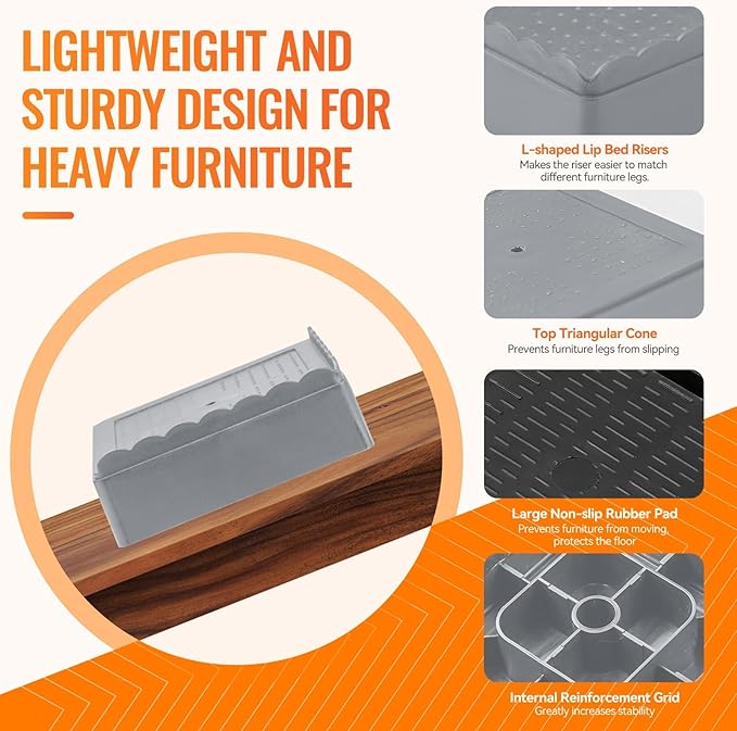 shouwuhho Furniture Risers, 12 Pack Bed Risers - Image 5
