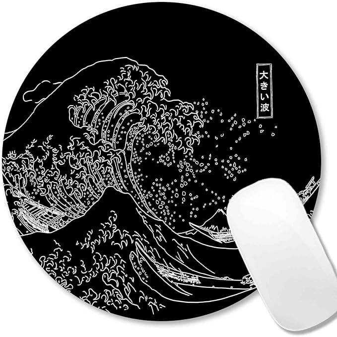 IMAYONDIA Japanese Great Wave Mouse Pad Small, Kanagawa Round Mousepad by IMAYONDIA