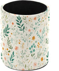 Leather Pen Holder for Desk Floral Leaf Pencil Cup Desktop Organizer Makeup by Unknown
