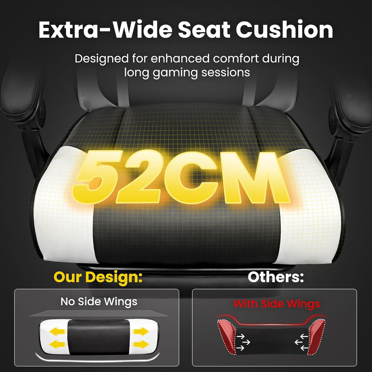 Gaming Chair for Adults with Footrest,Upgraded Ergonomic Chair,Black