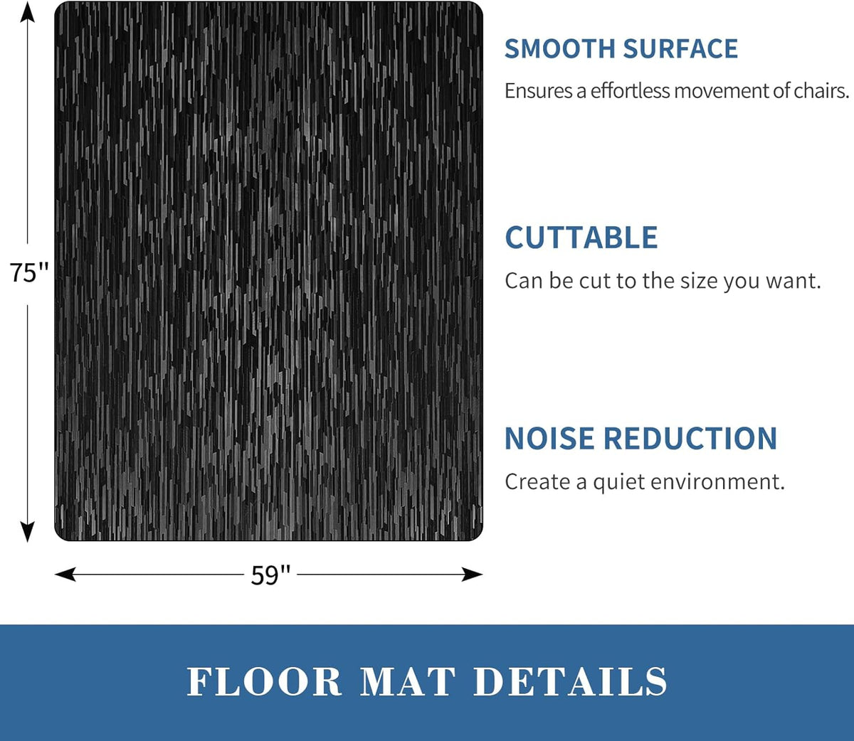 Office Chair Mat, TYDLE 59"x75" Large Chair Mat for Hard Floor, Vin...