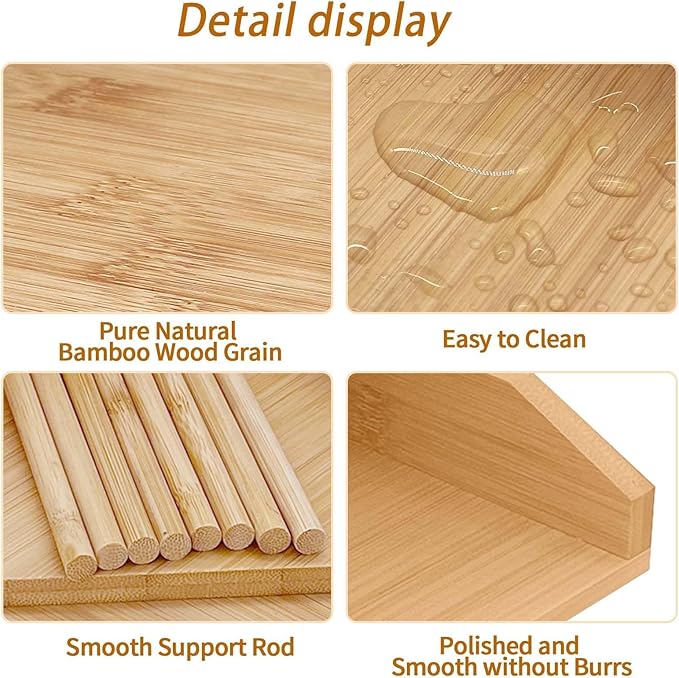 HYNAWIN Bamboo Corner Desk Organizer Shelf, 3-Tier Triangle Storage Rack - Image 4