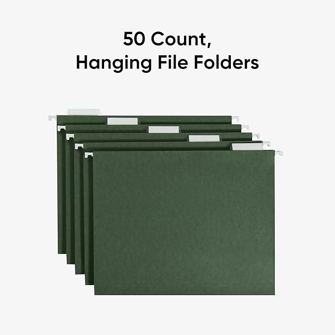 Smead Hanging File Folder, 1/5-Cut Adjustable Tab, Letter Size, Standard Green - Image 3