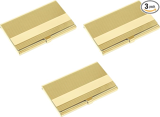 Stephanie Imports Set of 3 Slim & Minimalist Metal Business Card Holder Unisex by Stephanie+Imports
