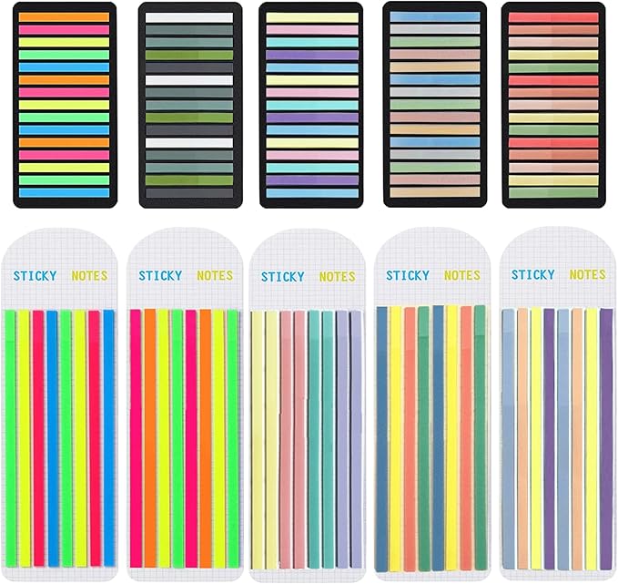 Potanro Sticky Tabs 2300 Pcs Translucent 10 Sheets Highlighter Book Tape Long by Potanro
