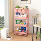 JIUYOTREE 4-Tier Plastic Rolling Storage Cart Utility Cart - Image 4