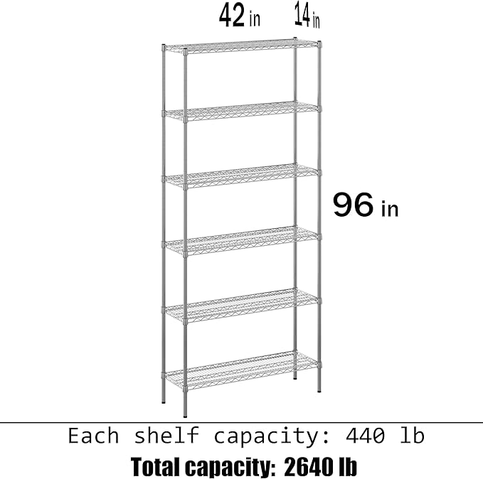 Regal Altair 14" Deep x 42" Wide x 96" Height Wire Shelving Kit | 6-Tier | NSF - Image 3