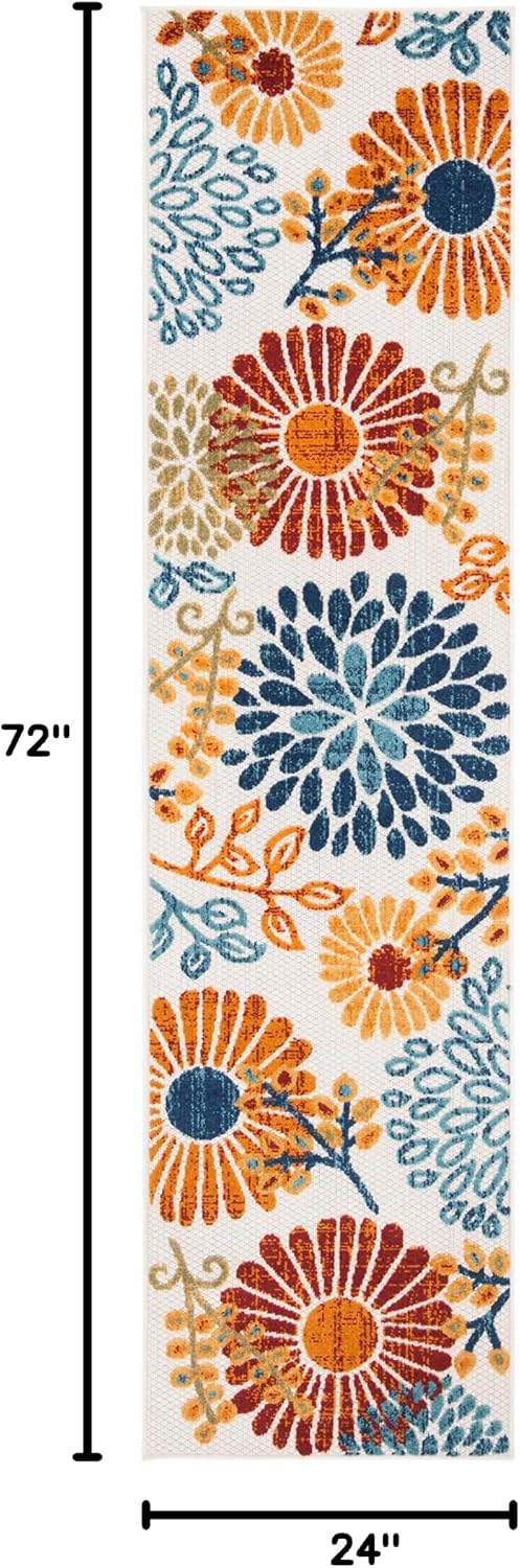 safavieh cabana outdoor runner rug 2'x6', modern cream shown in use