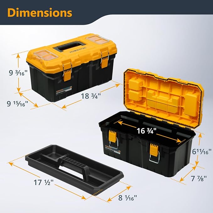 POWERTEC 19-Inch Tool Box with Trays - Image 2