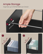 vasagle 3 drawer file cabinet with locks, for showing dimensions