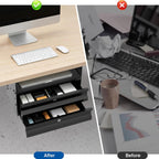 POCHAR Under Desk 2-Tier Drawer with Lock, Steel Slide Out Storage Drawer | Under Table Dual Tier Secure Drawer with Cable Management, Undermount Drawer Storage Organizer for Standing Desk, Workstation
