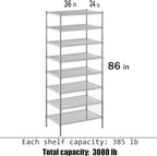 Regal Altair 24" Deep x 36" Wide x 86" Height Wire Shelving Kit | 8-Tier | NSF - Image 3
