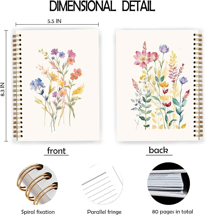 JWVK Vintage Wild Flower Botanical Plant Notebook 05, Rustic Spring Floral - Image 2