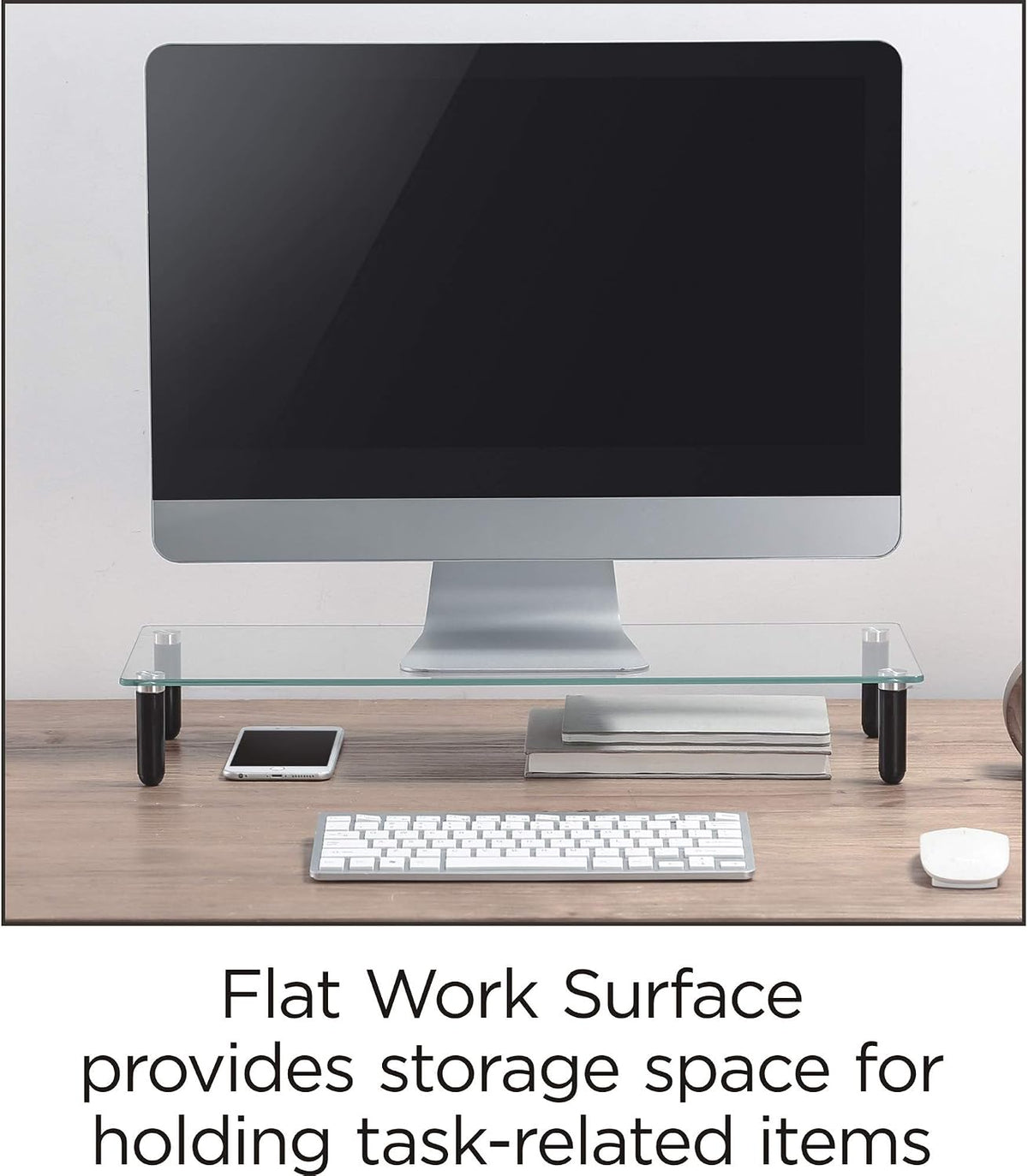 Lorell 4-Leg Single Shelf Glass Monitor Stand