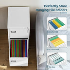 MIIIKO White 2 Drawer File Cabinet, Vertical Filing Cabinet - Image 4