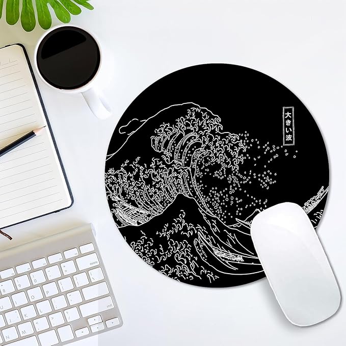 IMAYONDIA Japanese Great Wave Mouse Pad Small, Kanagawa Round Mousepad - Image 7