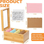 4x6 Index Card Holder with Dividers Bamboo Index Card Organizer Box 4 - Image 2