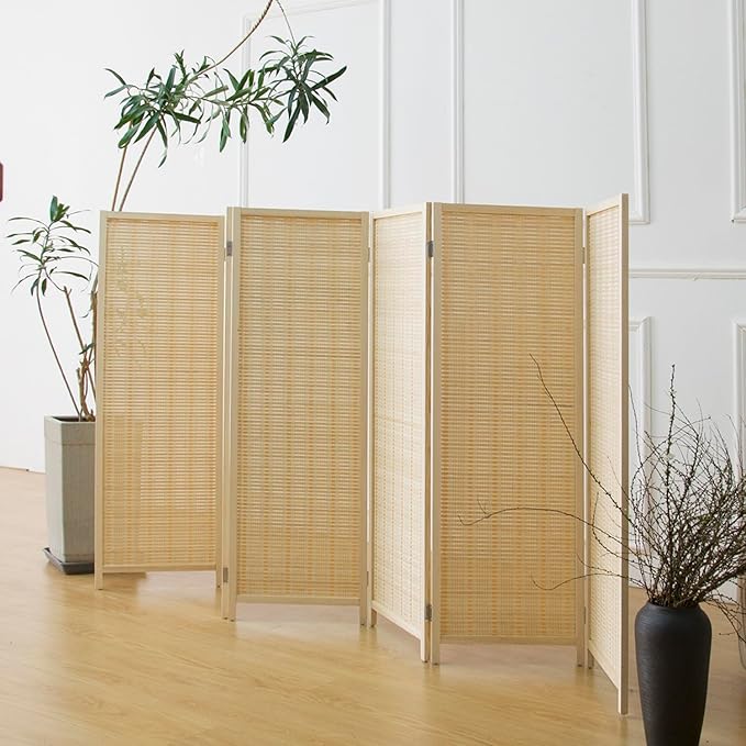 Furnnylane 6 Panel Short Room Divider Screen, Small Bamboo Panel Divider - Image 3