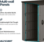 suncast 54 cu ft medium vertical storage shed on a desk or shelf