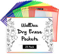 Walldeca Dry Erase Pockets. Clear Plastic Sleeves 8.5x11 25 Pack Paper | Reusable Sleeves And Write And Wipe Pockets, Plastic Covers For A Paper Holder Pack, Ideal For Classroom Use Every Single Day