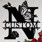 Personalized Custom Letter Name metal Signs, Custom Black Letter Monogram Wall by Casebrick