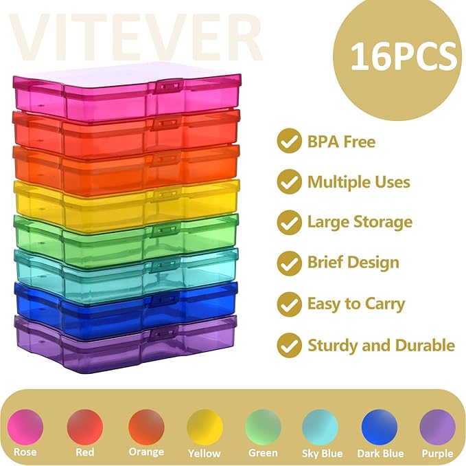 Haundry Photo Storage Box with 16 Inner 4" x 6" Photo Case, Portable Storage - Image 8