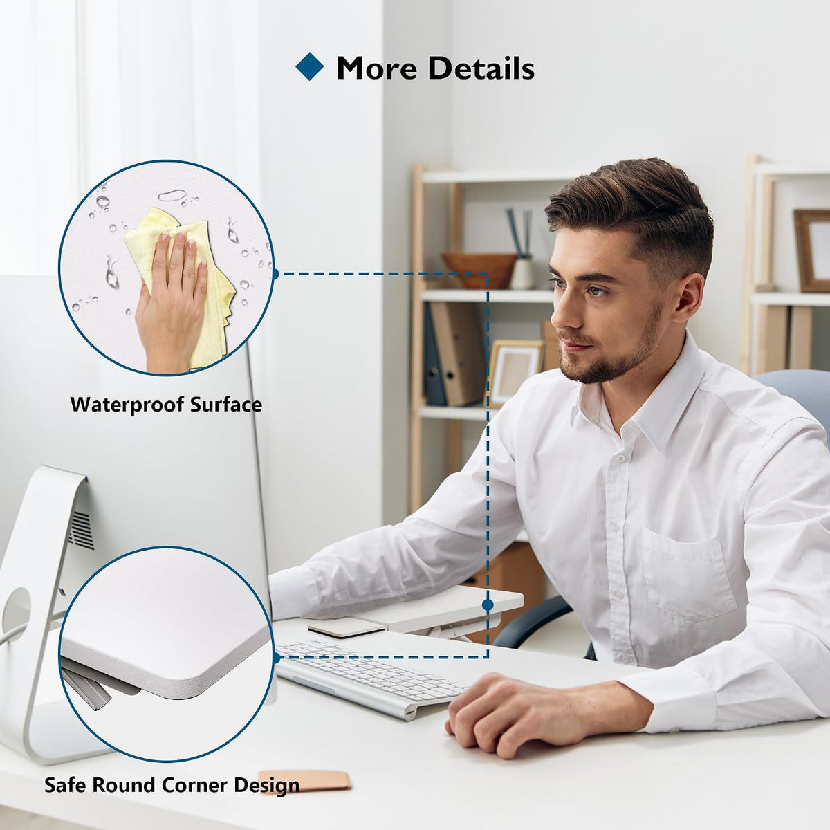 BONTEC Ergonomic Desk Extender Tray, 9.5"x9.1" Table Mount Arm Wris...