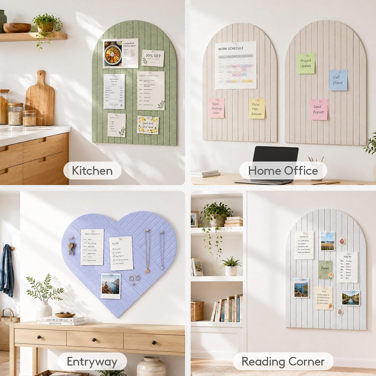 Lifewit 6-Pack Arched Bulletin Board, Cork Board Alternative for Walls, 2 Set...