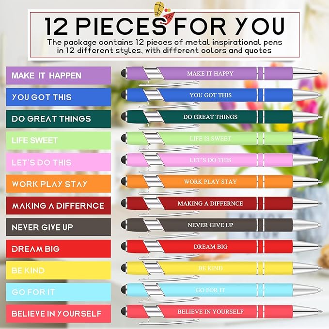 Zonon 12 Pcs Inspirational Pens Bulk Funny Ballpoint Pen - Image 2