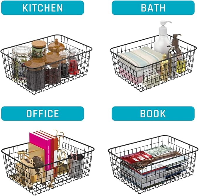 HDYOUDO Metal Black Large Wire Basket Food Storage Organizer, pantry organizers - Image 8