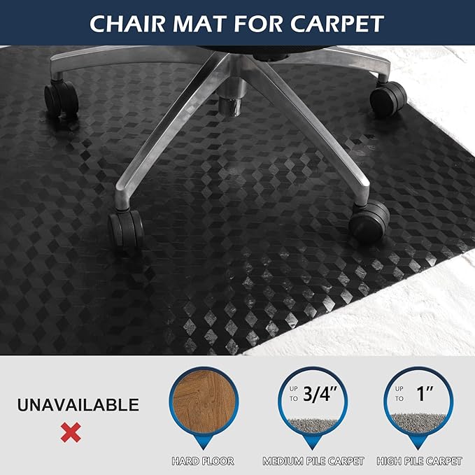 Chair Mat for Carpet, SALLOUS 46" x 60" Office Chair Mat for Carpeted Floors - Image 4