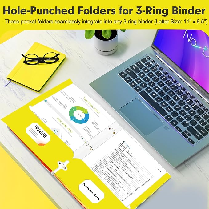 Two Pocket Portfolio Folders, PANDRI 60 Pack 3 Hole Punched 2 Pocket Folders - Image 5