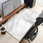 Mechanical Cattle Desk Mat Large Gaming White Mouse Pad Minimalist Topographic - Image 4