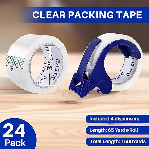 RAZCC Clear Packing Tape, 24 Rolls Heavy Duty Packaging Tape - Image 2