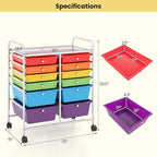 Giantex 12 Drawer Rolling Storage Cart Tools Scrapbook Paper Office School - Image 3