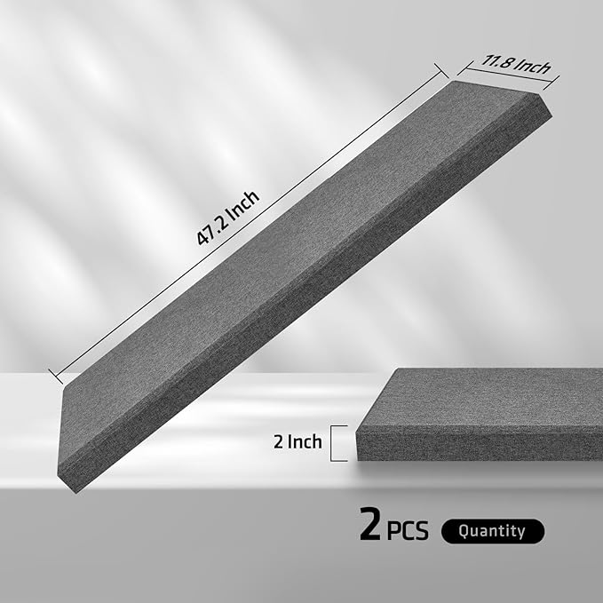2 Pack 2" Thick Acoustic Panels, 47.24" X 11.81" Fiberglass Wall Panel - Image 3