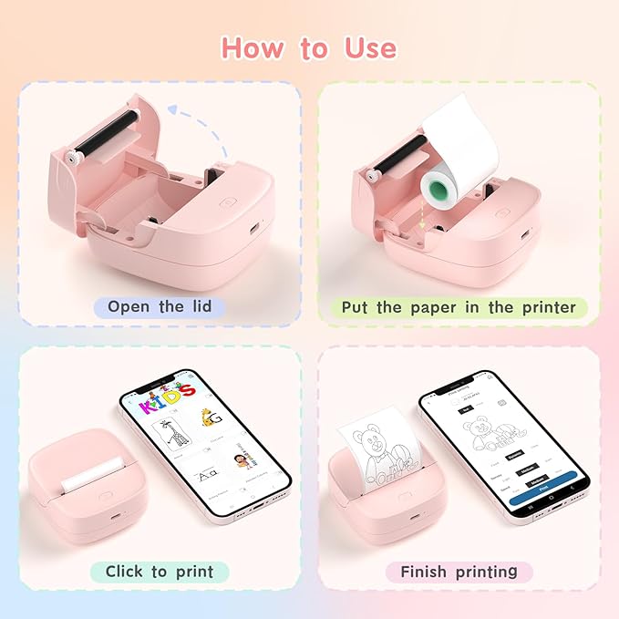 Gloryang JD-23 Sticker Printer, Mini Portable Thermal Printer Print Pod - Image 9