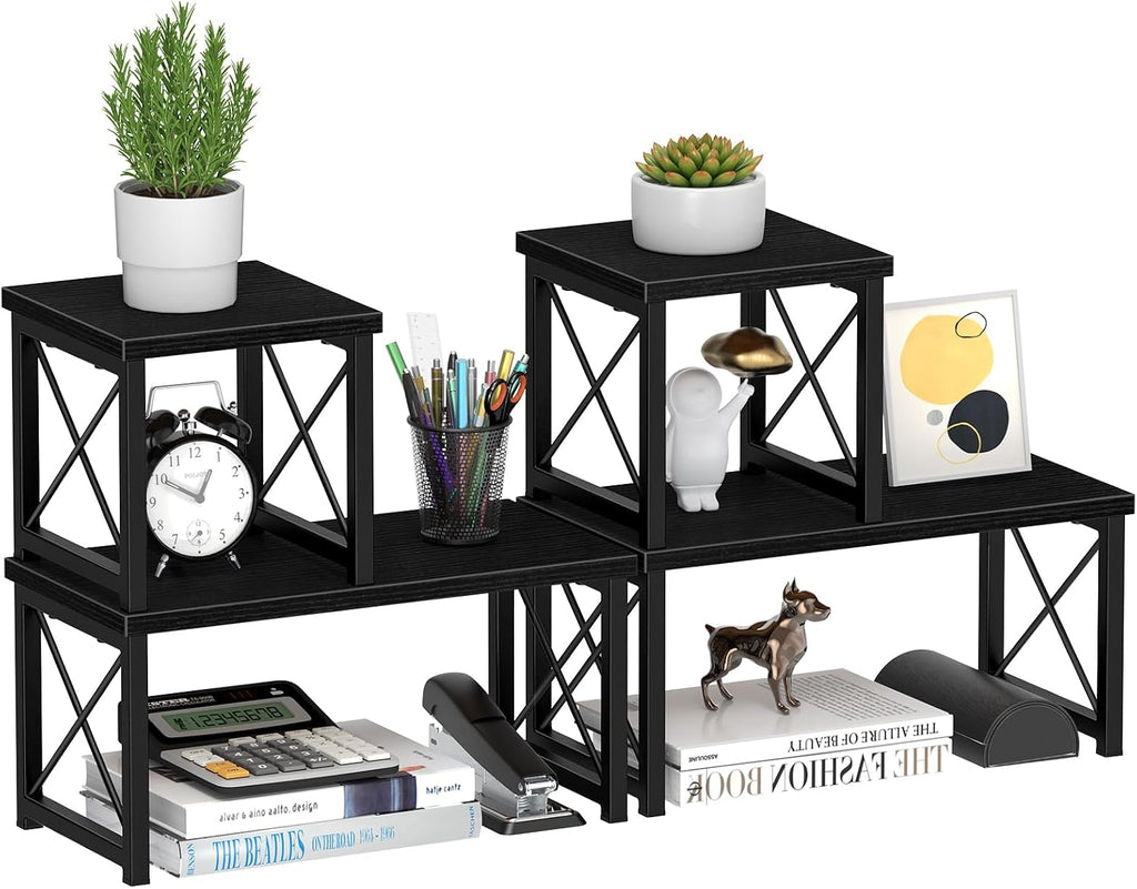 Honiter 2 Sets Desk Shelf, Desktop Organizer Shelf, Freestanding Small
